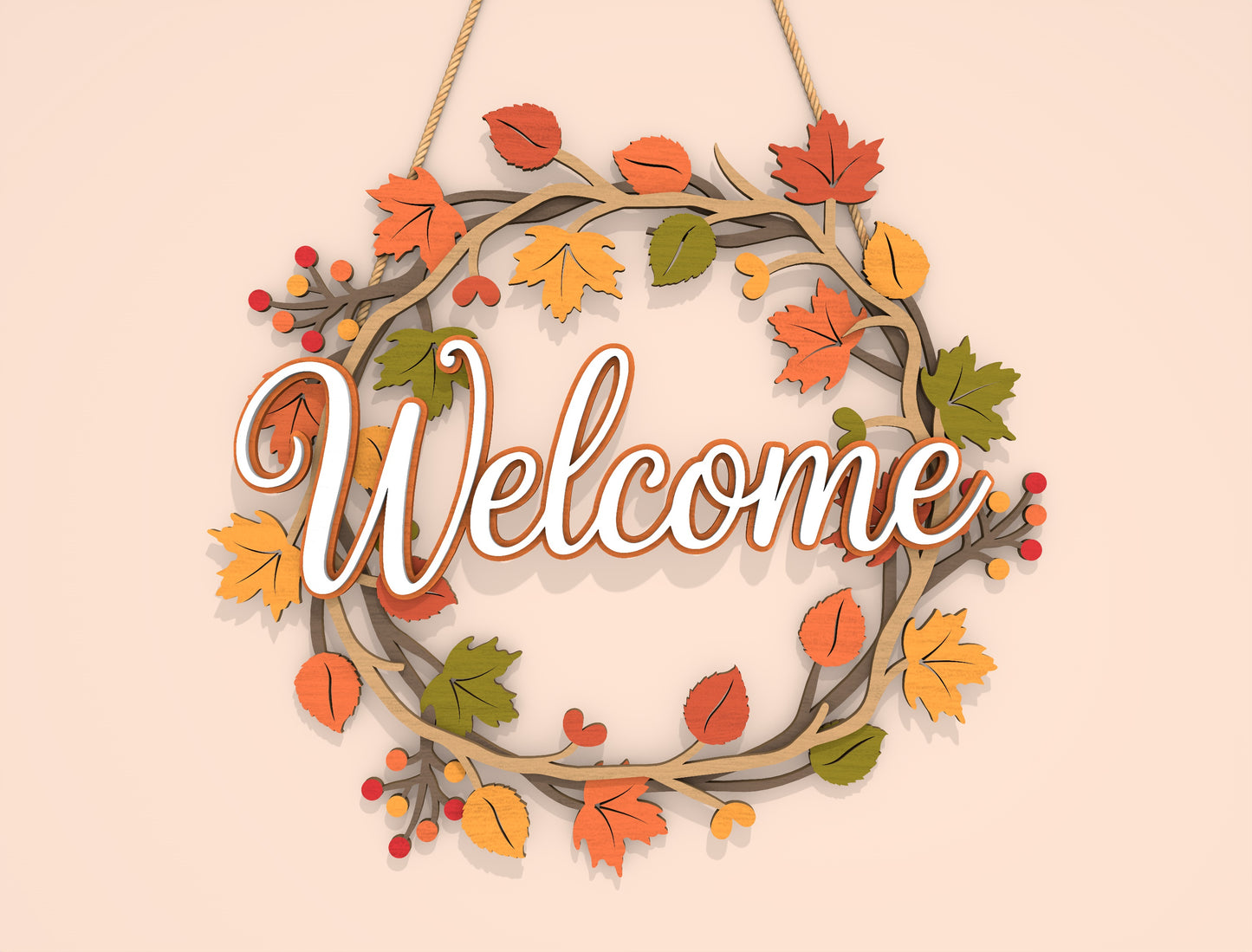Welcome Fall Wreath SVG Set for Glowforge xTool LightBurn 2 Designs