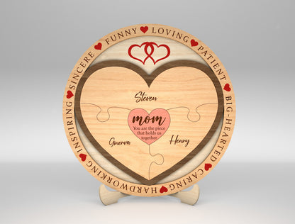 Custom Name Family Heart Sign SVG Multiple Mom Titles for Glowforge
