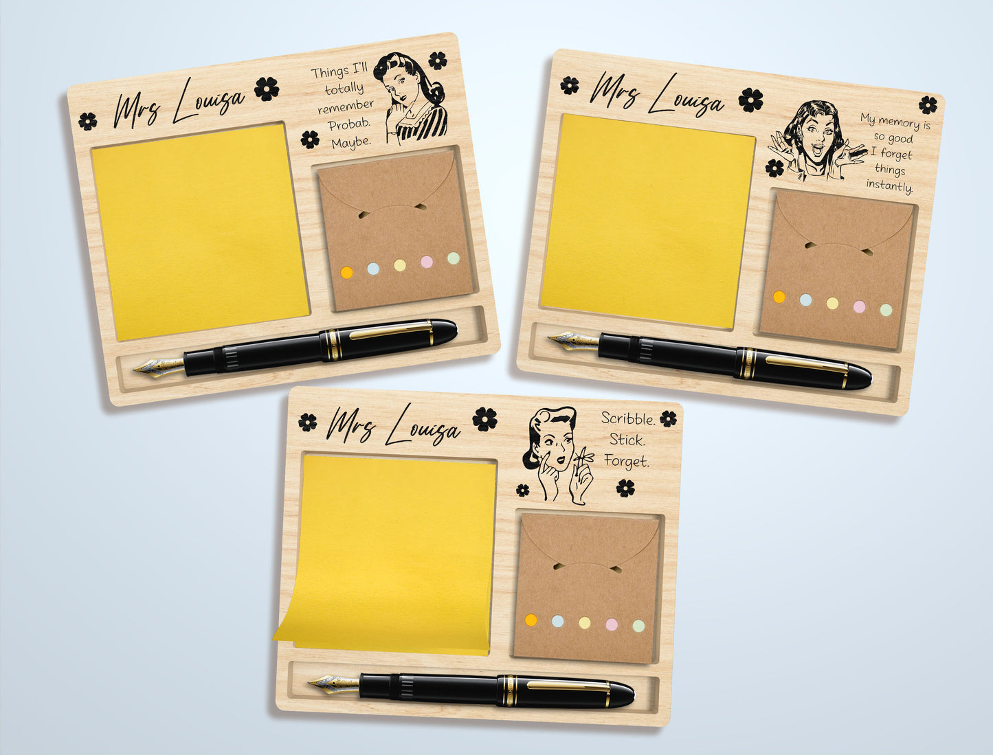 Retro Teacher Sticky Note Holder SVG Laser Cut File for Glowforge and LightBurn