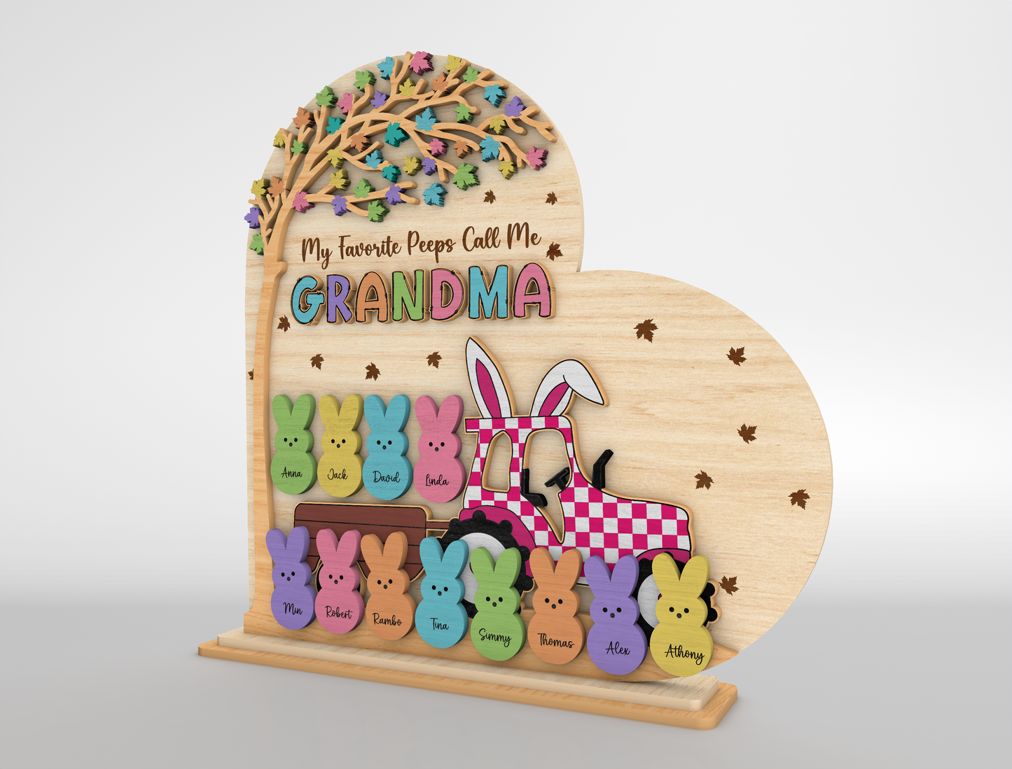Personalized Bunny Peeps Grandma Tabletop Sign SVG for Glowforge and xTool