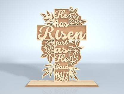 6 Floral Easter Cross Designs | Religious Bible Verse Laser Cut File | Digital Download | Ready to Cut for Glowforge, xTool, LightBurn, etc.