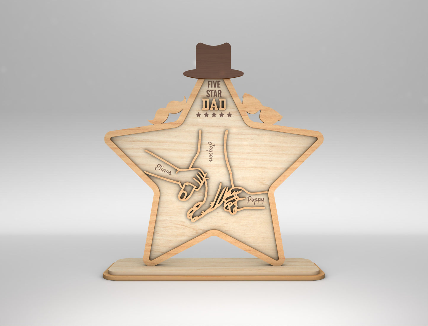 Star Dad Touching Hands Sign SVG Laser Cut File for Glowforge and xTool
