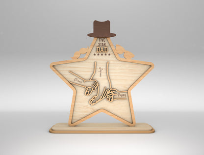 Star Dad Touching Hands Sign SVG Laser Cut File for Glowforge and xTool