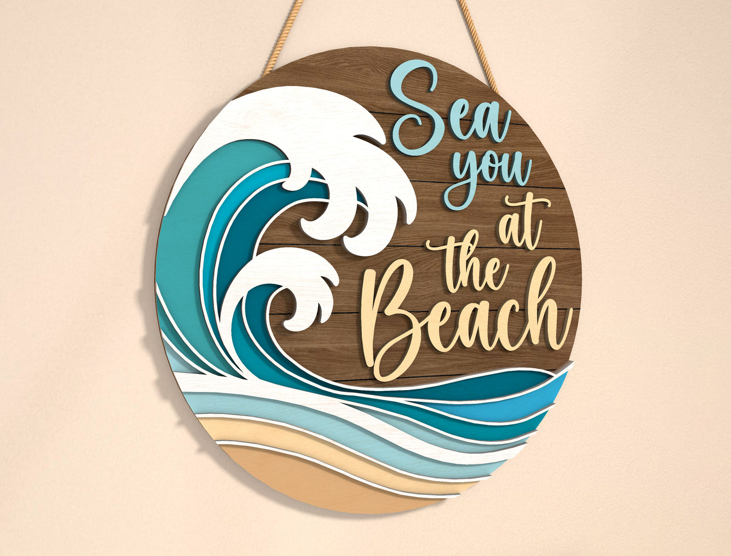 Ocean Wave Beach Door SVG for LightBurn and Glowforge