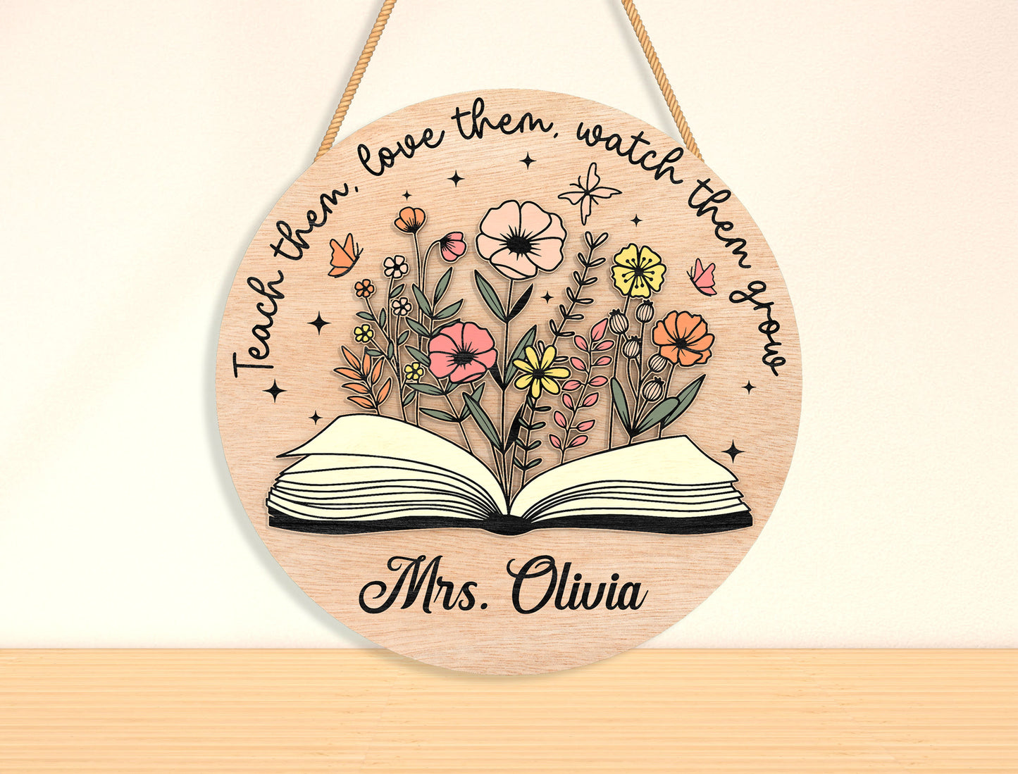 Personalized Teacher Door Sign SVG Laser Cut File for xTool and Glowforge