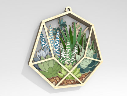 Succulent Hexagon SVG Multilayer Laser Cut File for xTool and Glowforge