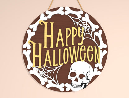 Halloween Skeleton Welcome Door Hanger SVG Bundle for Glowforge LightBurn