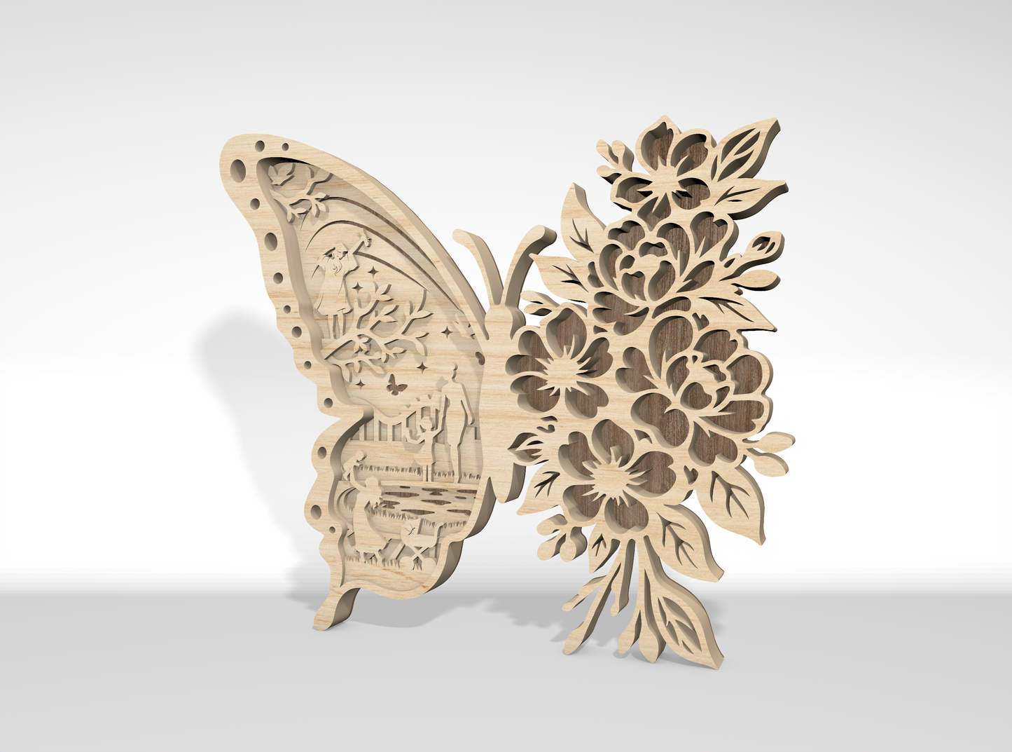 Mother's Day Butterfly Multilayer SVG 3D Wall Art Laser Cut File for LightBurn and Glowforge