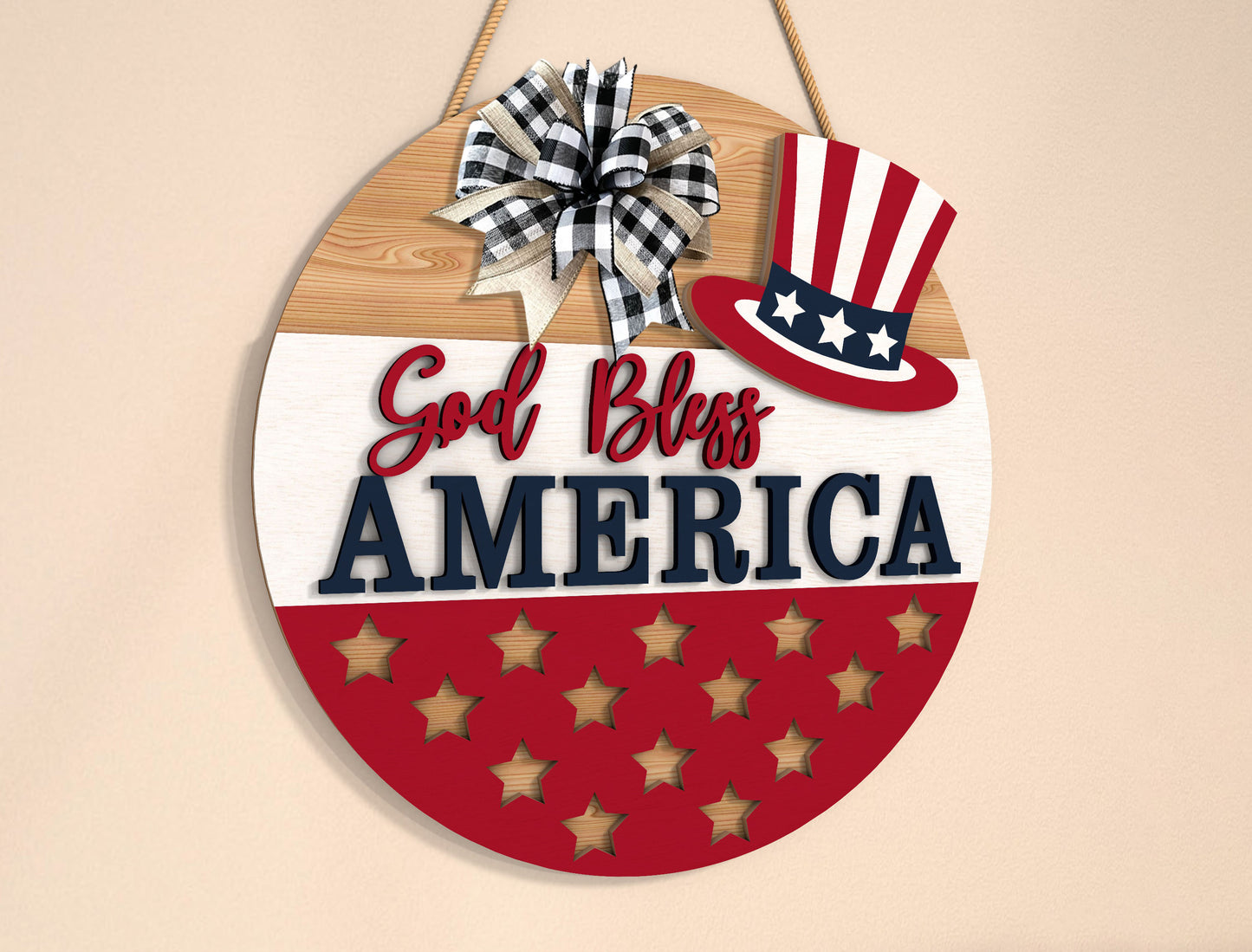 God Bless America Door Sign SVG for Glowforge and LightBurn