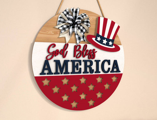 God Bless America Door Sign SVG for Glowforge and LightBurn