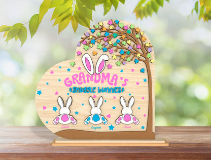 Grandma Easter Sign SVG Personalized Bunny Family Layered for LightBurn