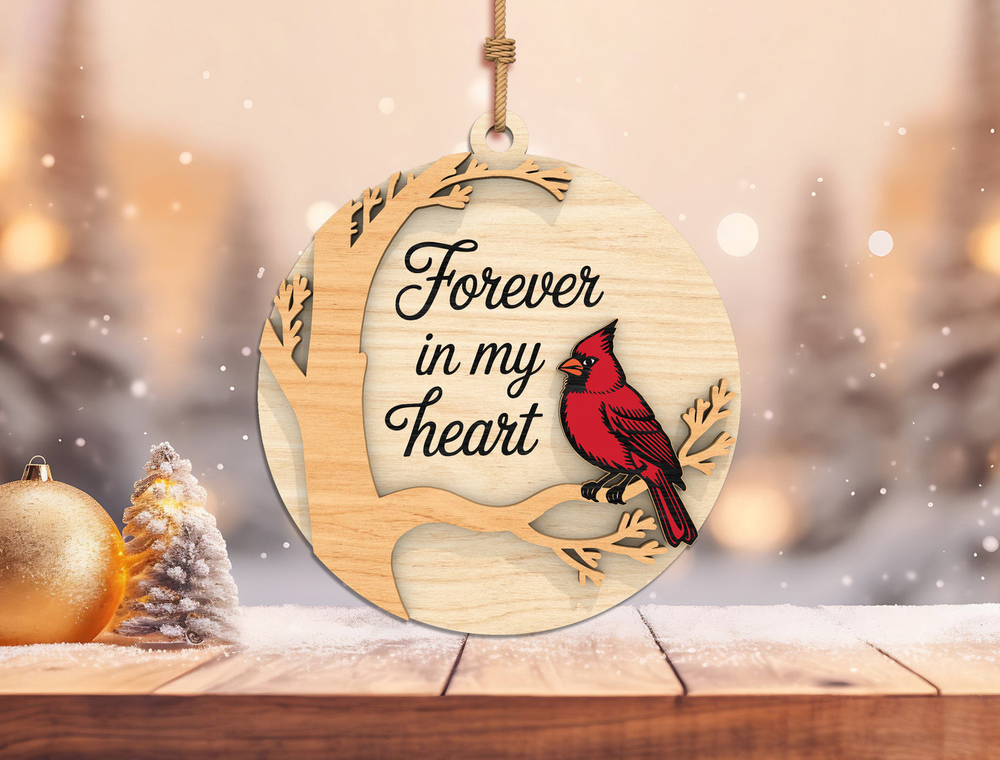 Red Cardinal Memorial Ornament SVG Bundle for Glowforge Users