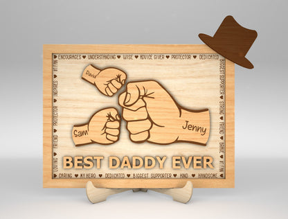 Best Dad Ever Fist Bump Sign SVG Laser Cut File for xTool and Glowforge
