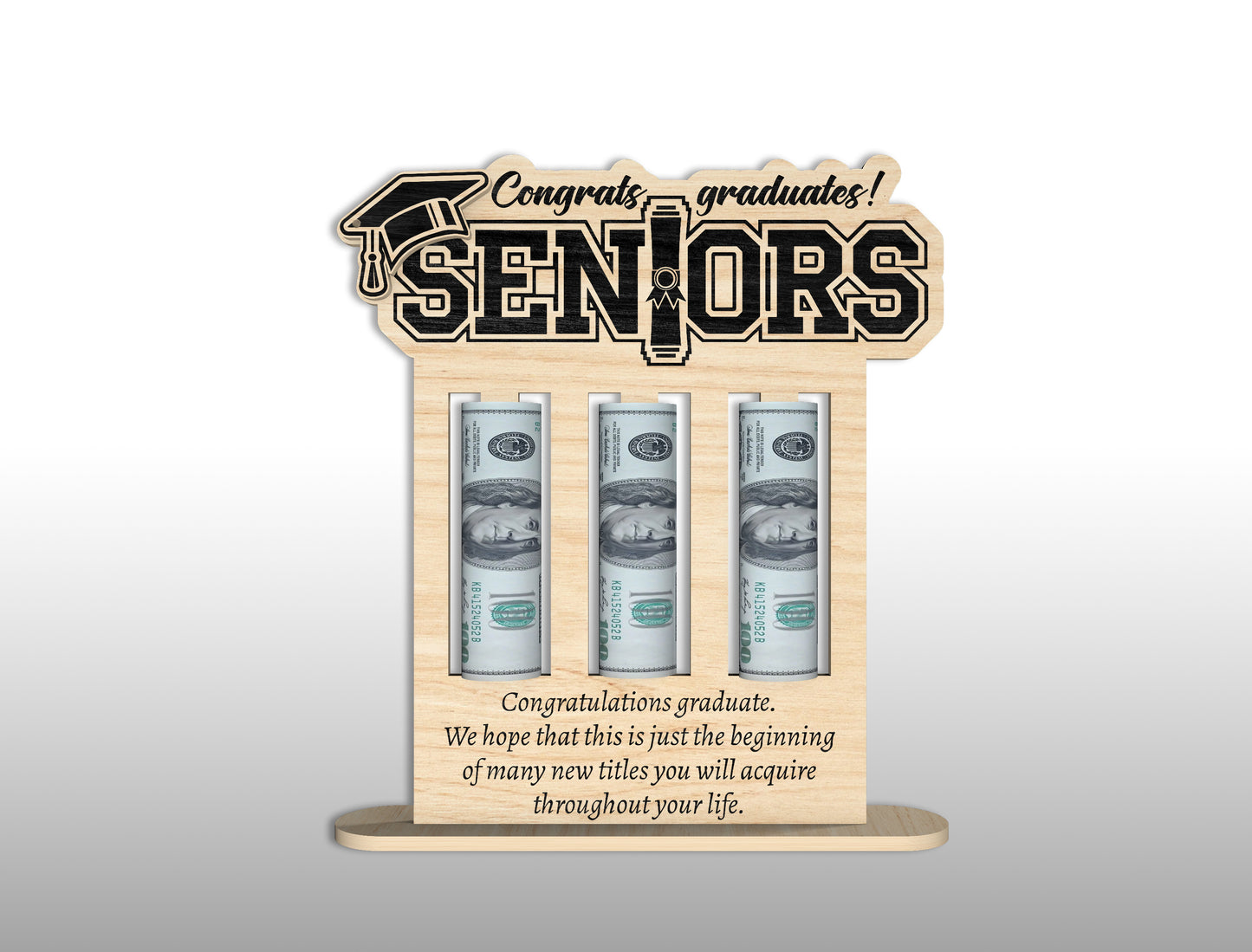 Graduation Money Holder Stand SVG Bundle | Wooden Cash Display Laser Cut File | Glowforge xTool LightBurn Ready
