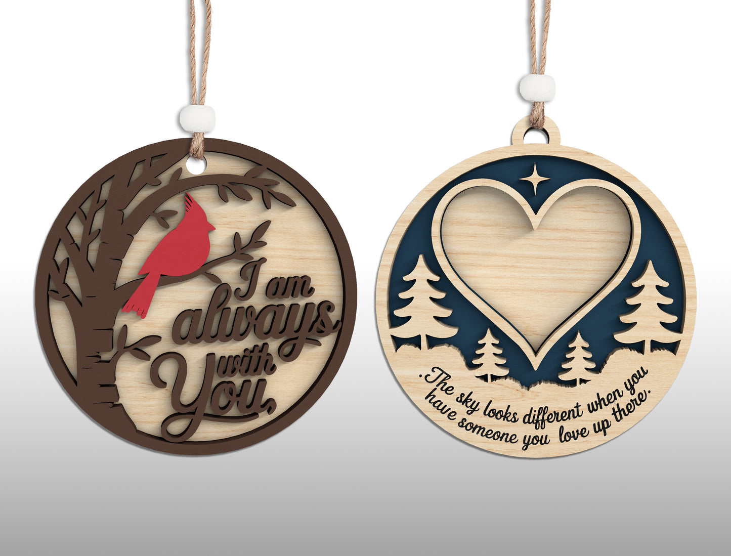 Personalized Memorial Ornament SVG Bundle Laser Cut File for Glowforge and xTool
