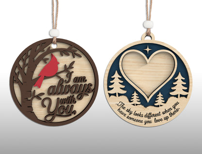 Personalized Memorial Ornament SVG Bundle Laser Cut File for Glowforge and xTool
