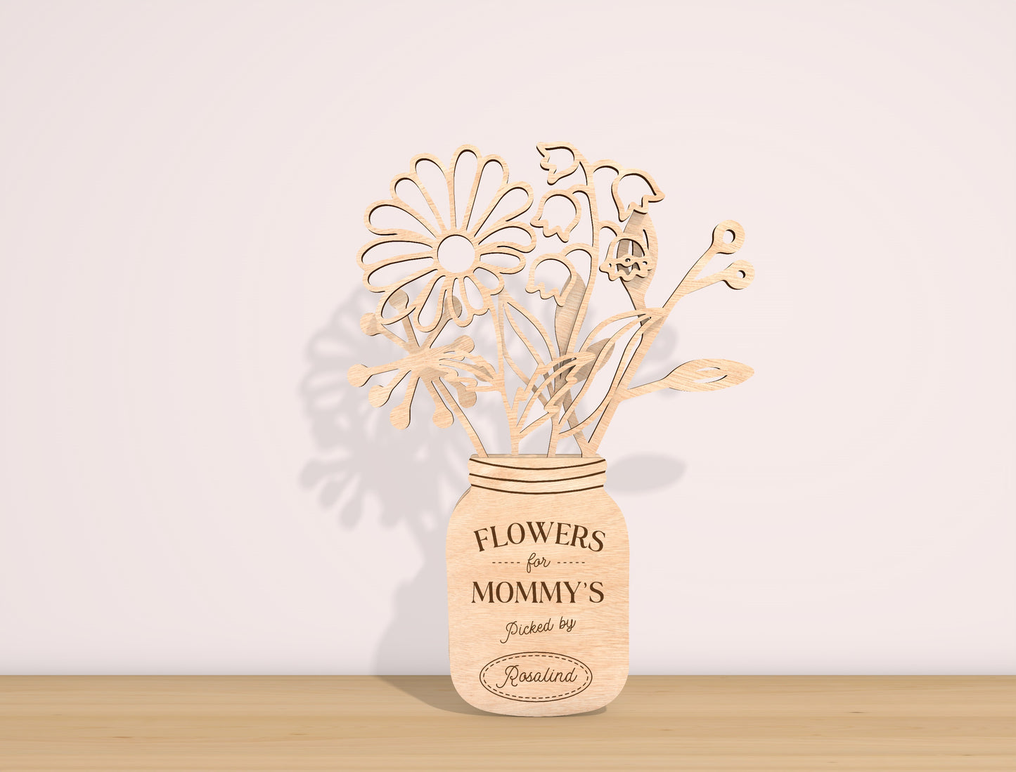 Mother’s Day Month Flower Jar Laser Cut File Bundle | 12 Monthly Flowers | Layered Wooden Decor | Glowforge, xTool, LightBurn, etc.