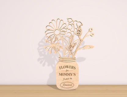 Mother’s Day Month Flower Jar Laser Cut File Bundle | 12 Monthly Flowers | Layered Wooden Decor | Glowforge, xTool, LightBurn, etc.