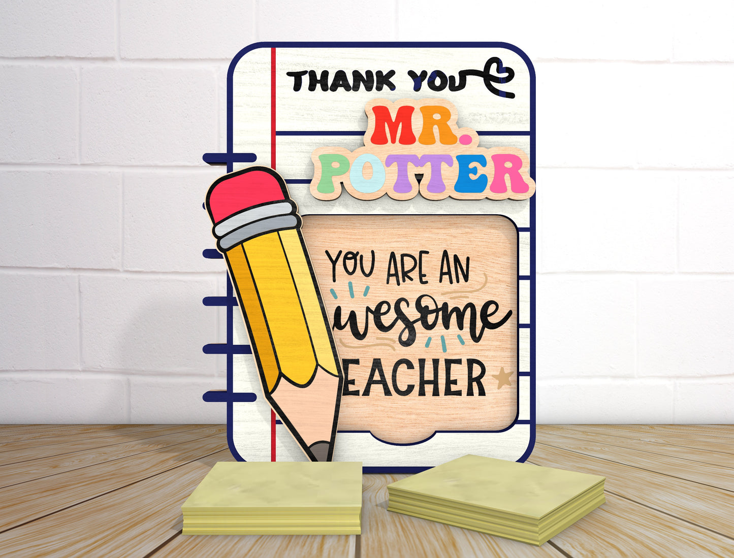 Teacher Sticky Note Holder SVG Bundle for Glowforge and LightBurn
