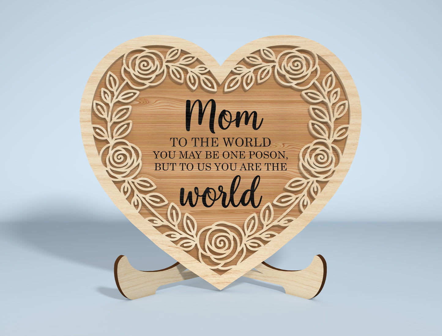Floral Engraved Heart Stand Sign SVG Bundle for Glowforge