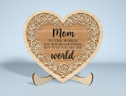 Floral Engraved Heart Stand Sign SVG Bundle for Glowforge