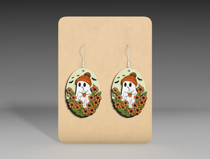 Halloween Floral Ghost Earrings SVG Bundle 3 Designs for xTool LightBurn