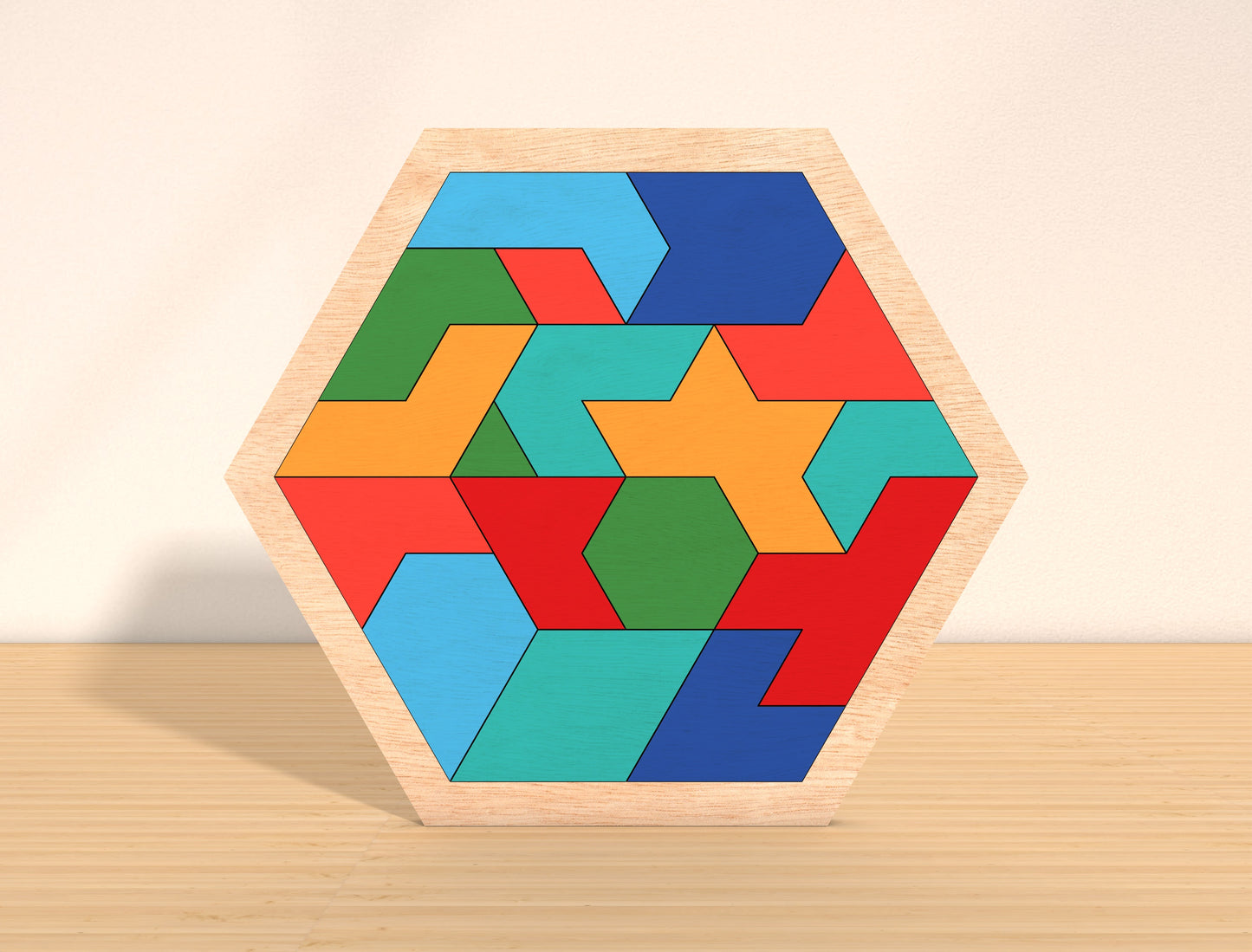 Hexagon Puzzle Board SVG Laser Cut File for Glowforge and xTool