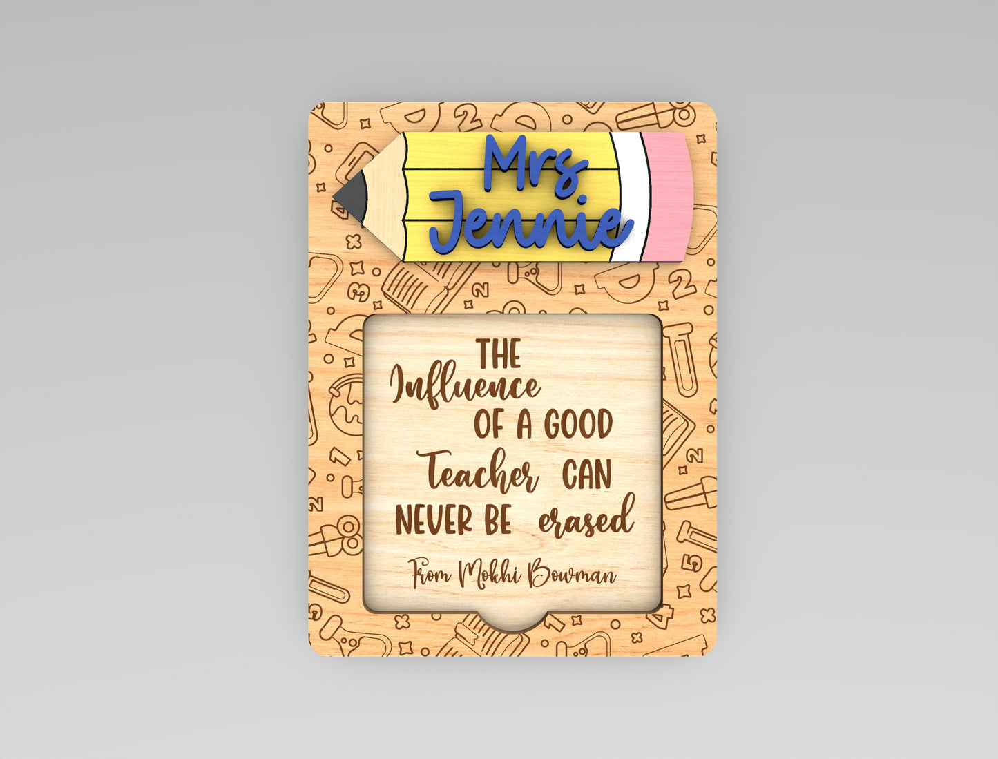 Personalized Teacher Notepad Holder SVG for Glowforge and LightBurn