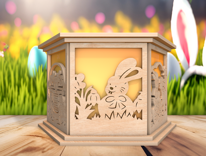 Easter Bunny Lantern SVG Wooden Spring Table Light for Glowforge and xTool