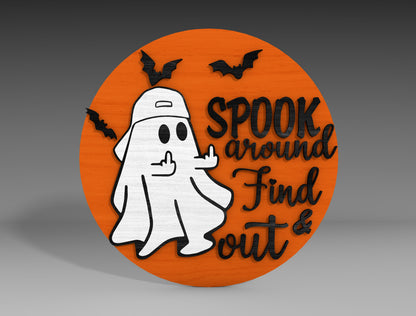 Ghost Spooky Door Hanger SVG Bundle for Glowforge xTool LightBurn 7 Designs