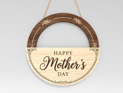 Mom Hanging Flower Holder SVG Engraved Frame Laser Cut File for xTool and LightBurn
