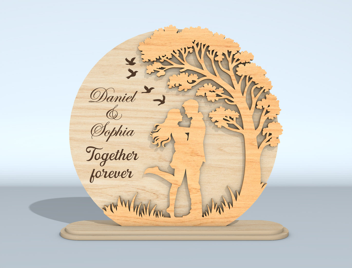 Personalized Romantic Couple Wooden Silhouette Laser Cut File Bundle | Love Tabletop Decor | Anniversary Gift Set | Glowforge, xTool, LightBurn, etc.
