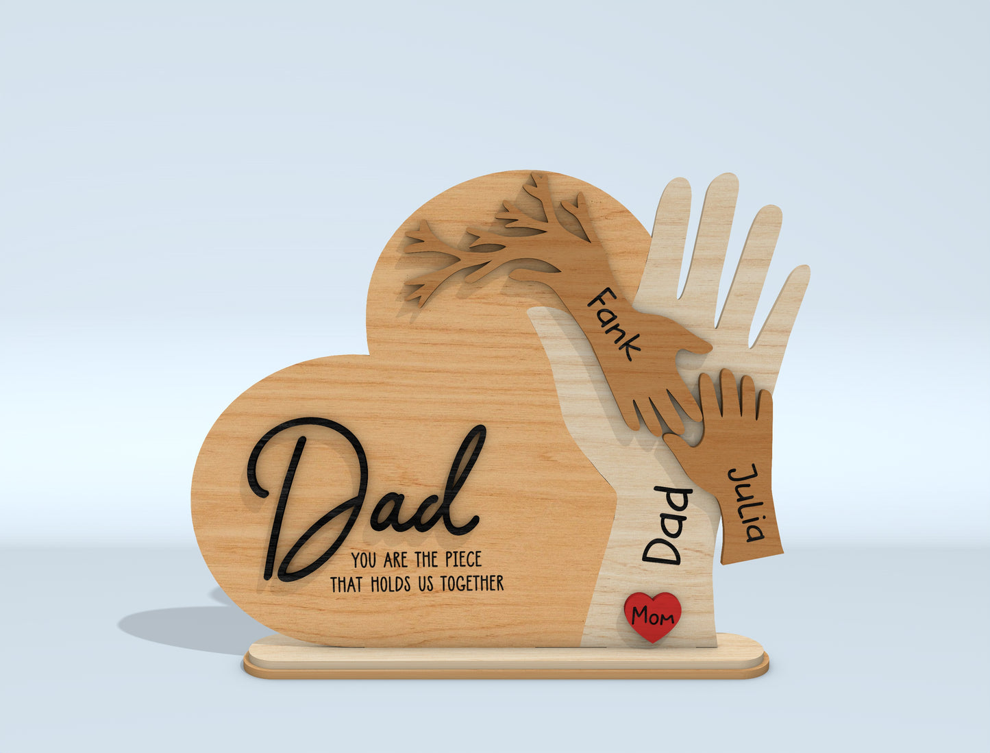 Dad Kids Hand Name Sign SVG Laser Cut File for LightBurn and Glowforge