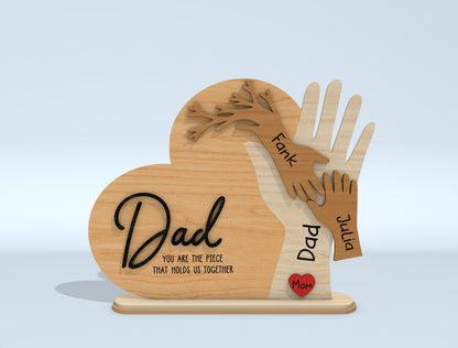 Dad Kids Hand Name Sign SVG Laser Cut File for LightBurn and Glowforge