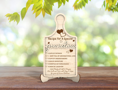 Mom Grandma Recipe Cutting Board Sign SVG for LightBurn and xTool