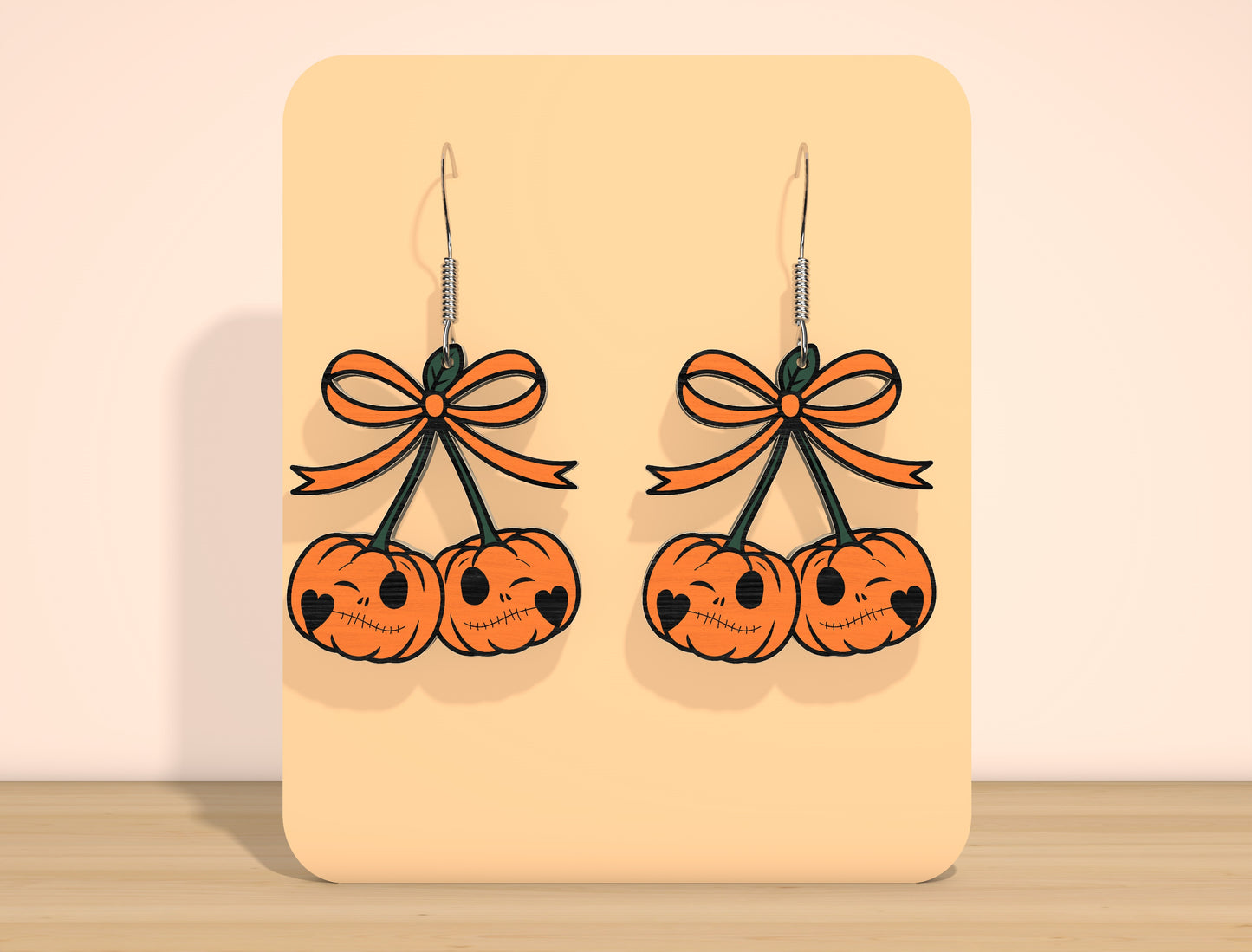 Halloween Pumpkin Bow Earrings SVG Bundle Laser Cut File | 30 Cute Pumpkin Earring Designs | Spooky Jewelry Style | Glowforge, xTool, LightBurn, etc.