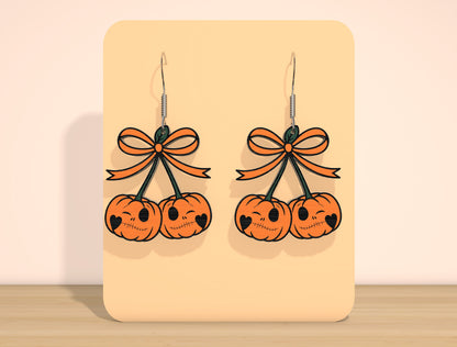Halloween Pumpkin Bow Earrings SVG Bundle Laser Cut File | 30 Cute Pumpkin Earring Designs | Spooky Jewelry Style | Glowforge, xTool, LightBurn, etc.