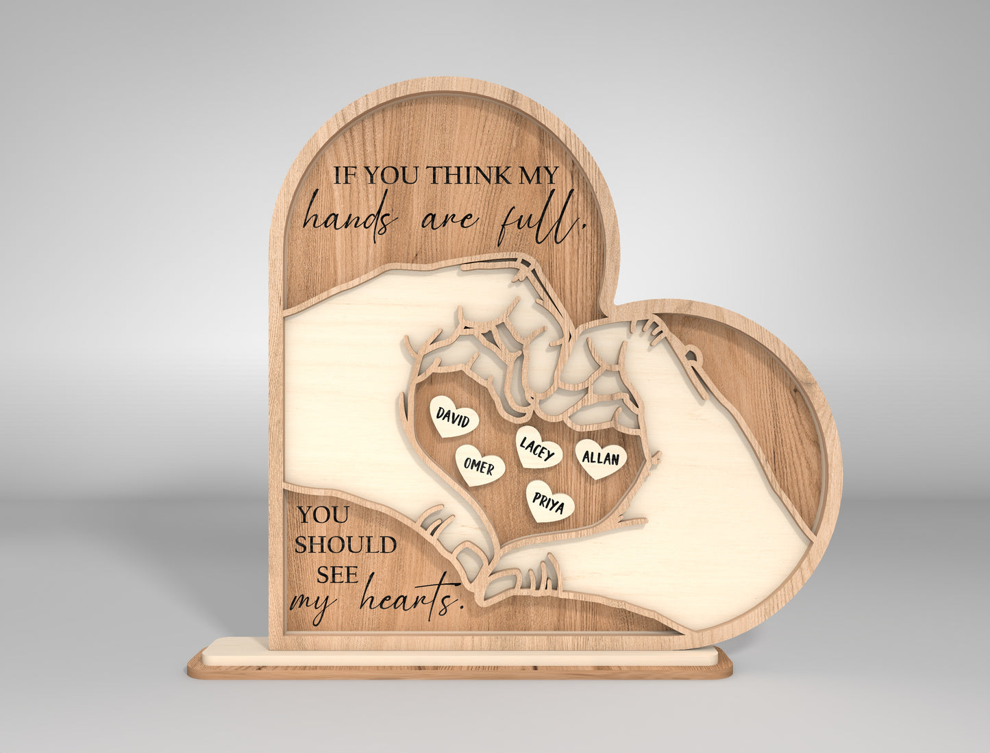 Heart Hands Family Layered SVG Bundle Mom Scene for LightBurn