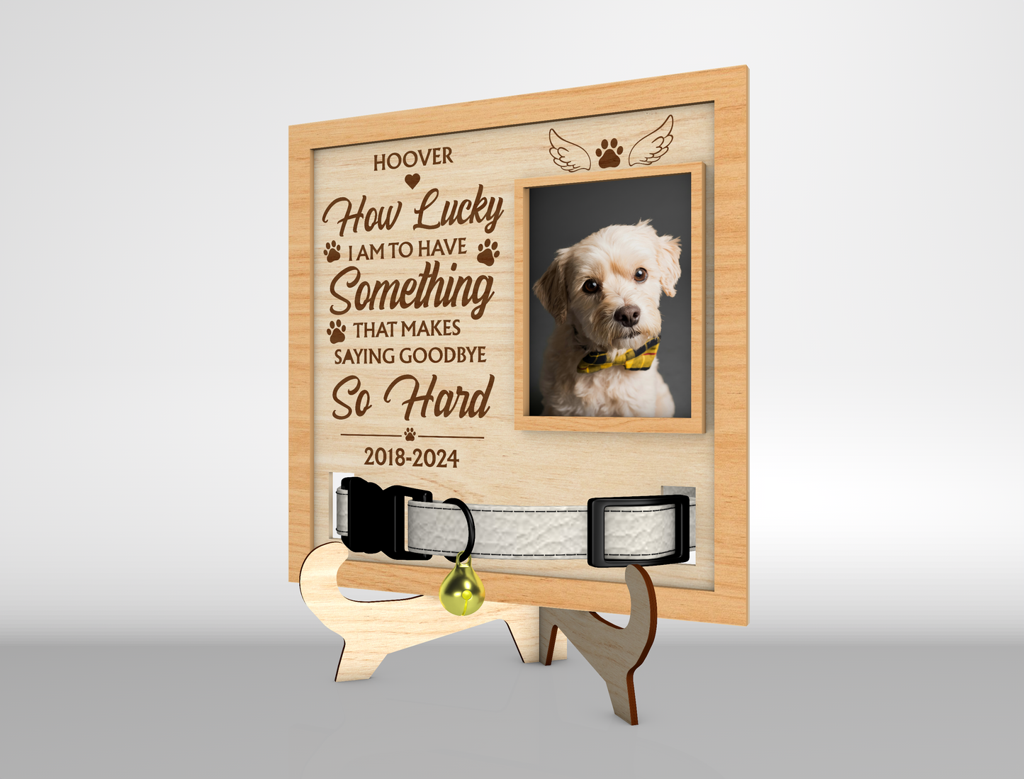 Pet Memorial Collar Holder SVG Dog Remembrance Photo Frame Laser Cut File for Glowforge and xTool