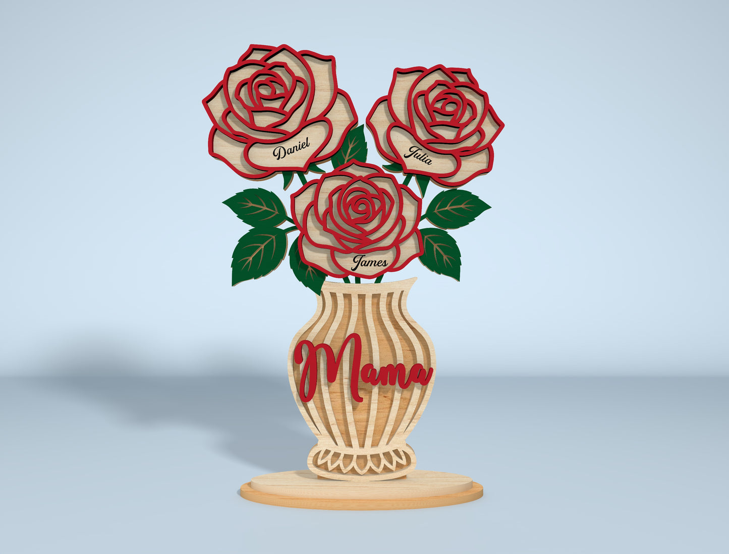 Personalized Rose Vase Stand Sign SVG for LightBurn and xTool