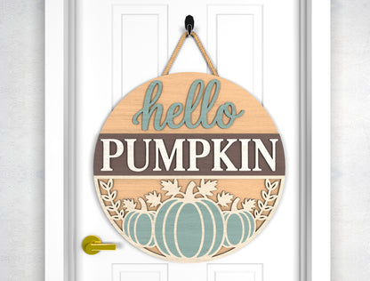 Hello Pumpkin and Hello Fall Acorn Door Hanger SVG Set for Glowforge xTool LightBurn 2 Designs