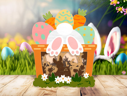 Easter Bunny Garden Multilayer SVG Layered Scene for LightBurn and xTool