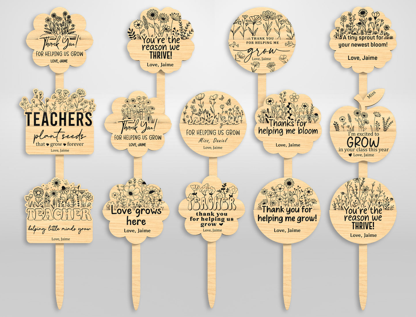 Teacher Gift Card Holder SVG Bundle Laser Cut File for LightBurn and Glowforge