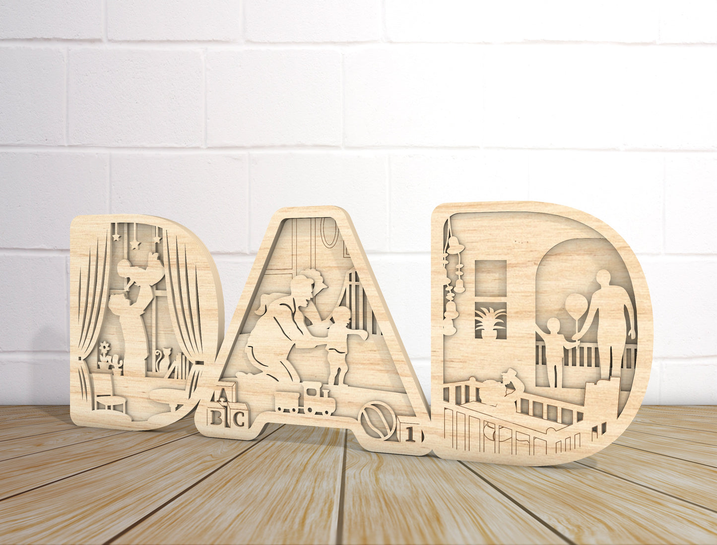 Dad Layered Letter Sign SVG Laser Cut File for LightBurn and xTool