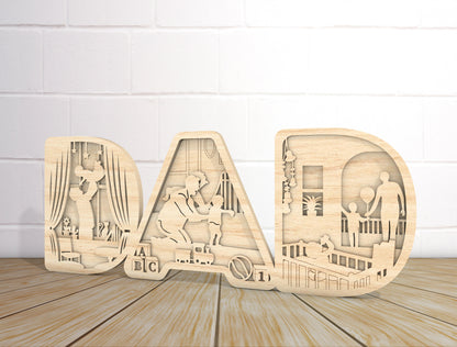 Dad Layered Letter Sign SVG Laser Cut File for LightBurn and xTool