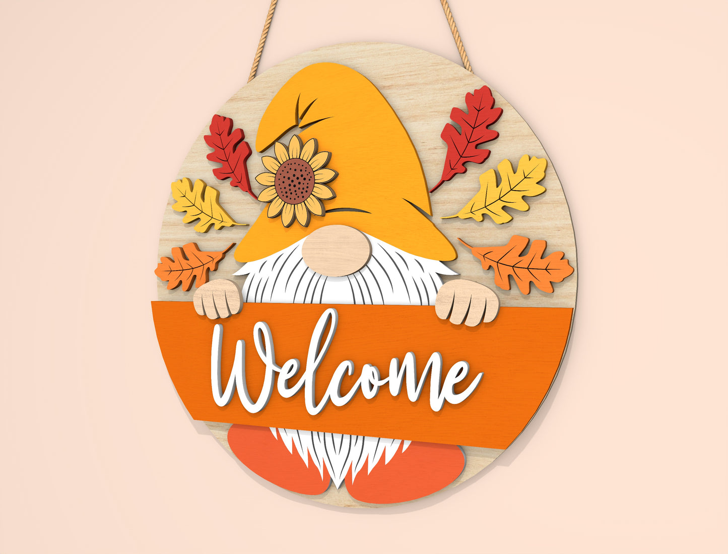 Welcome Pumpkin Gnome Door Hanger SVG Set for Glowforge xTool LightBurn | 2 Designs