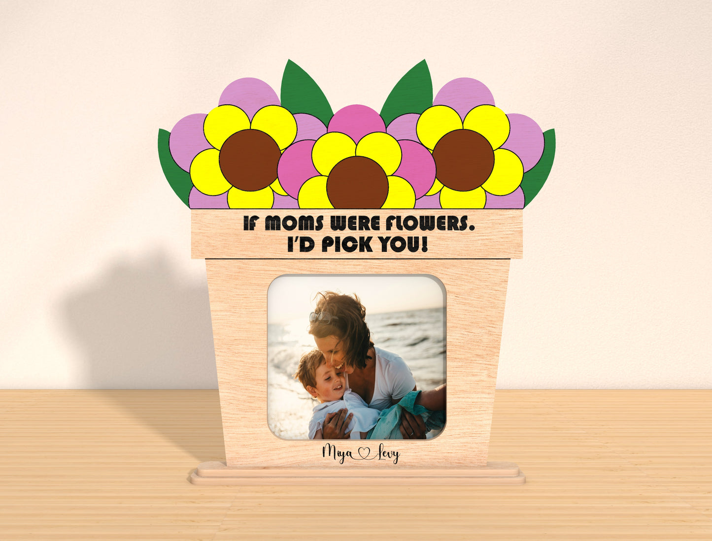 Mom Floral Photo Frame Stand SVG Bundle for Glowforge and xTool