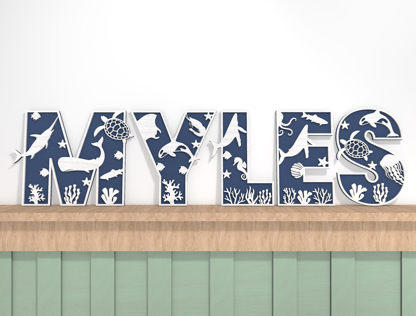 Sea Animal Alphabet SVG Laser Cut File for LightBurn and Glowforge