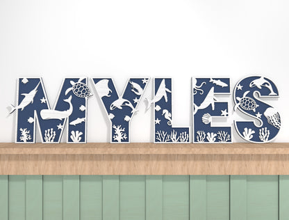 Sea Animal Alphabet SVG Laser Cut File for LightBurn and Glowforge