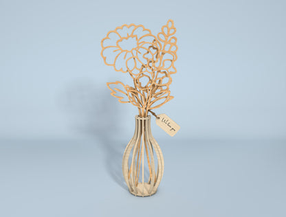 Floral Vase Stand Line Art SVG Bundle for Glowforge and LightBurn